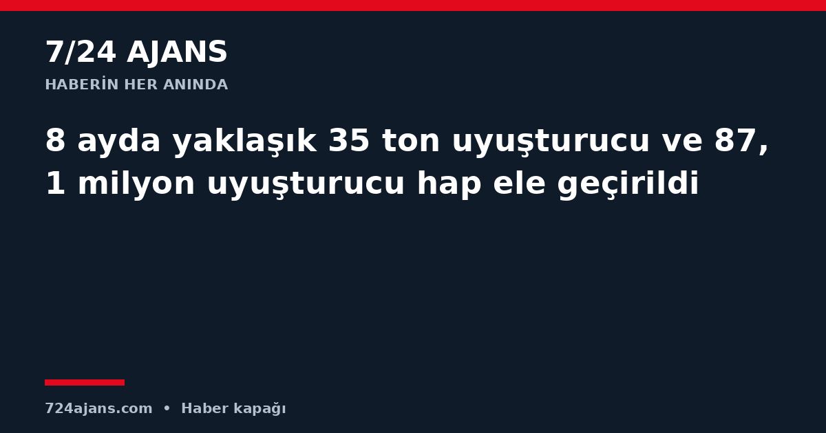 8 ayda yaklaşık 35 ton uyuşturucu ve 87,1 milyon uyuşturucu hap ele geçirildi